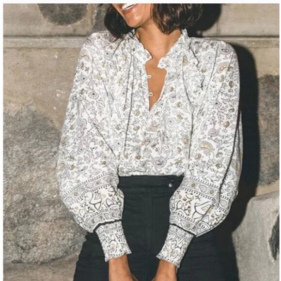 Cleobella Ivy Floral Long Sleeve Peasant Blouse. Small - Picture 6 of 6